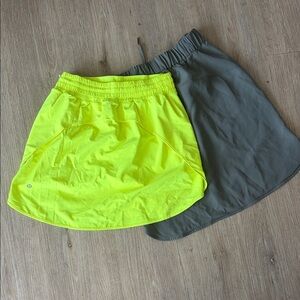 lululemon athletica Neon Yellow and Gray Skater/Tennis Skirts- Lot of 2